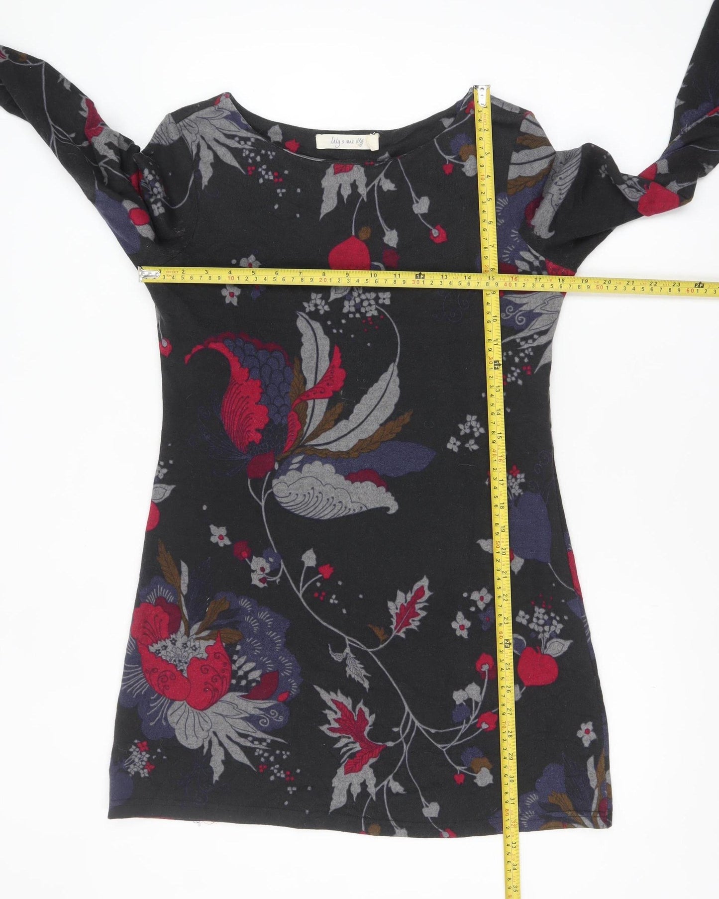 Lily and Me Womens Multicoloured Floral Shift Dress Size 12 Long Sleeve
