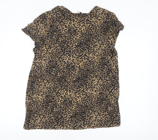 Next Women’s Brown Leopard Print Cotton Blouse Size 16