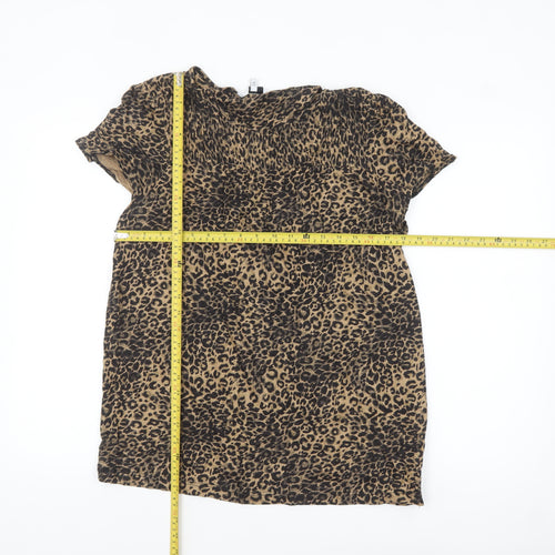 Next Women’s Brown Leopard Print Cotton Blouse Size 16