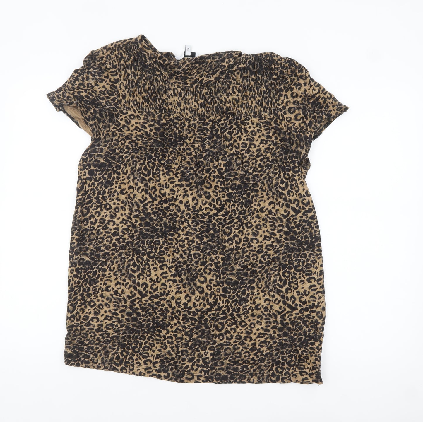 Next Women’s Brown Leopard Print Cotton Blouse Size 16