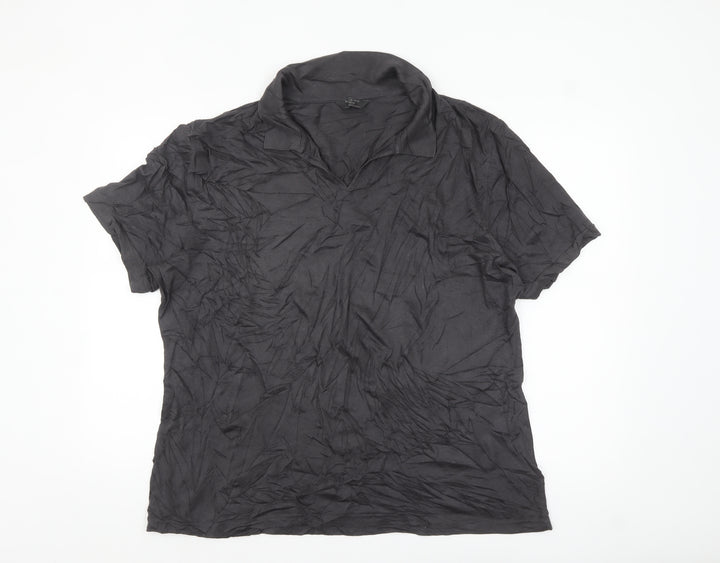 Marks and Spencer Mens Black 2XL Polo Shirt Cotton Blend