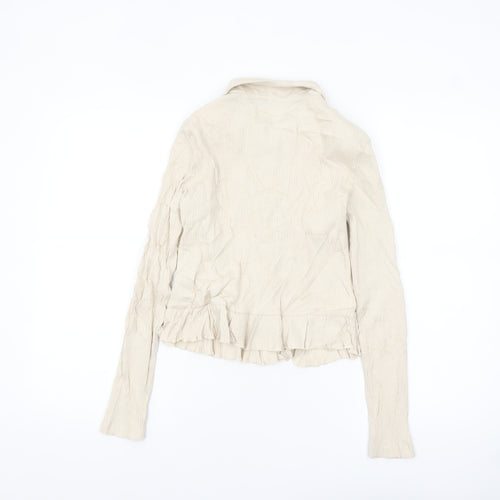 Brave Soul Women’s Beige Long Sleeve Button-Up Cotton Shirt Size L