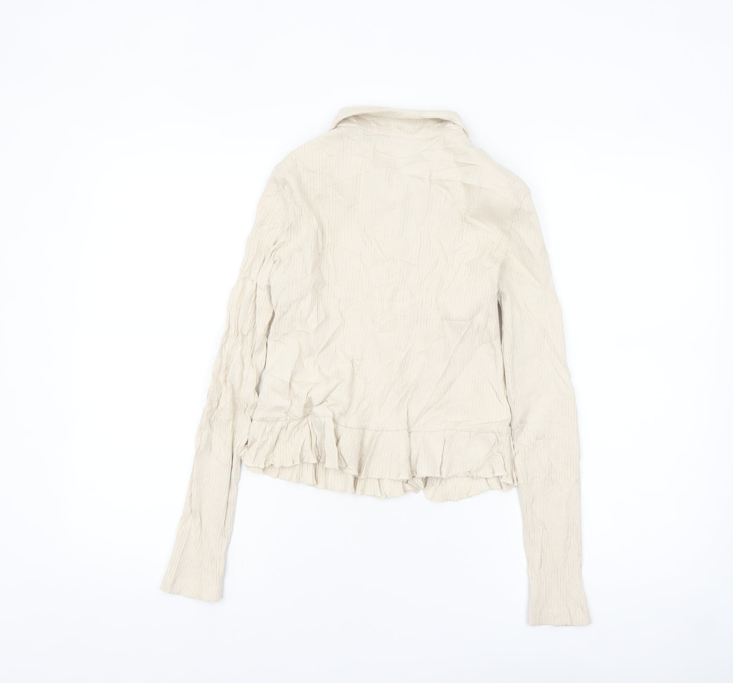 Brave Soul Women’s Beige Long Sleeve Button-Up Cotton Shirt Size L