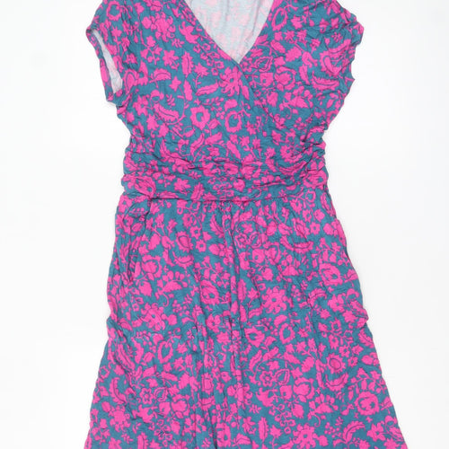 Boden Women Pink Floral Wrap Dress UK 12P Viscose Summer Style