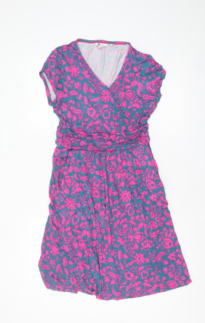 Boden Women Pink Floral Wrap Dress UK 12P Viscose Summer Style