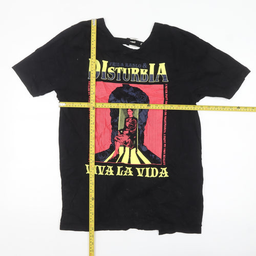 Disturbia Womens Black UK 14 Viva La Vida Buckle T-Shirt Gothic Art Top