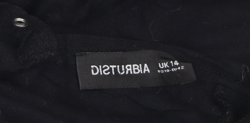 Disturbia Womens Black UK 14 Viva La Vida Buckle T-Shirt Gothic Art Top