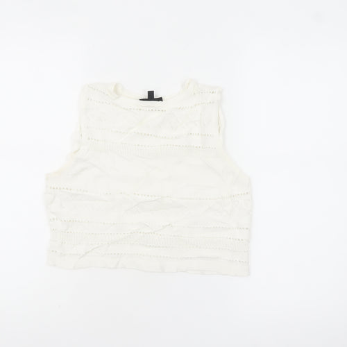 Topshop Women’s Ivory Crochet Knit Cropped Tank Top UK 12