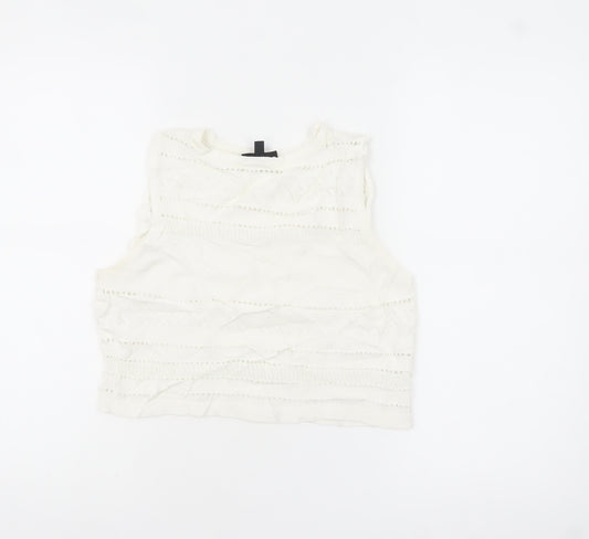 Topshop Women’s Ivory Crochet Knit Cropped Tank Top UK 12