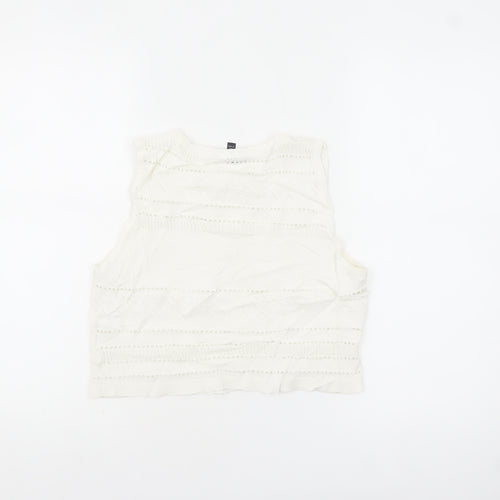 Topshop Women’s Ivory Crochet Knit Cropped Tank Top UK 12