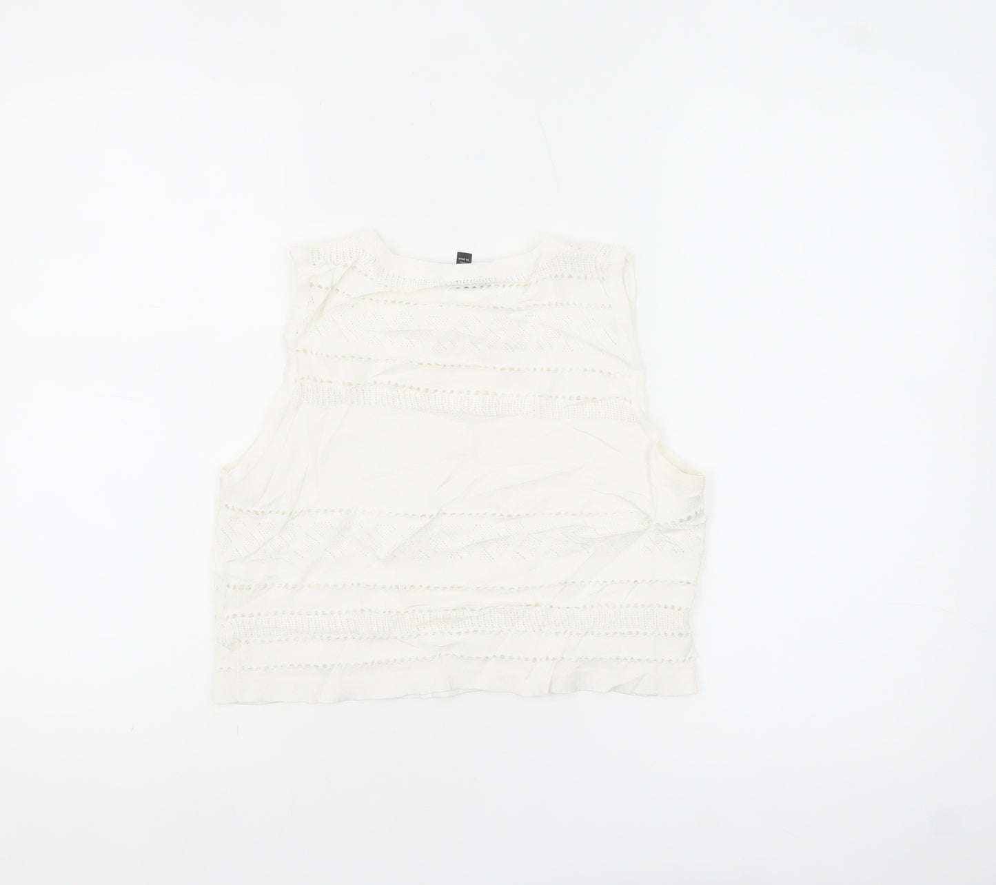 Topshop Women’s Ivory Crochet Knit Cropped Tank Top UK 12