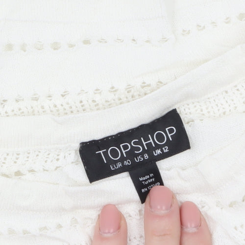 Topshop Women’s Ivory Crochet Knit Cropped Tank Top UK 12