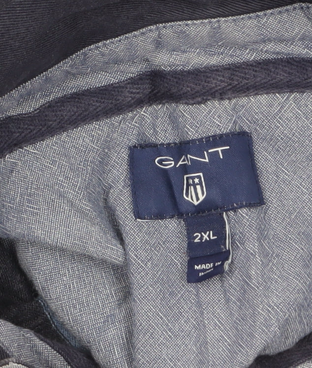 Gant Men's Blue Striped Long Sleeve Polo Shirt 2XL Cotton