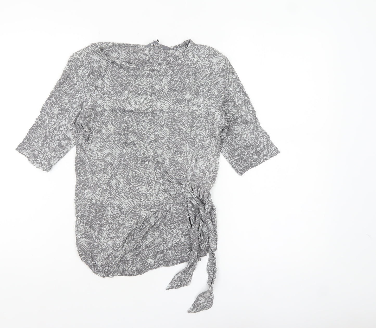 Principles Women Grey Animal Print Wrap Blouse Size 12