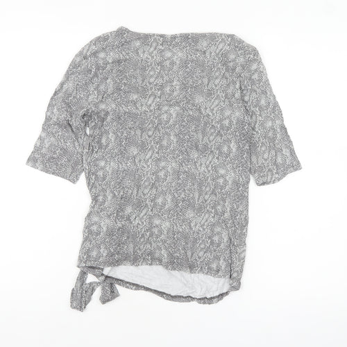 Principles Women Grey Animal Print Wrap Blouse Size 12