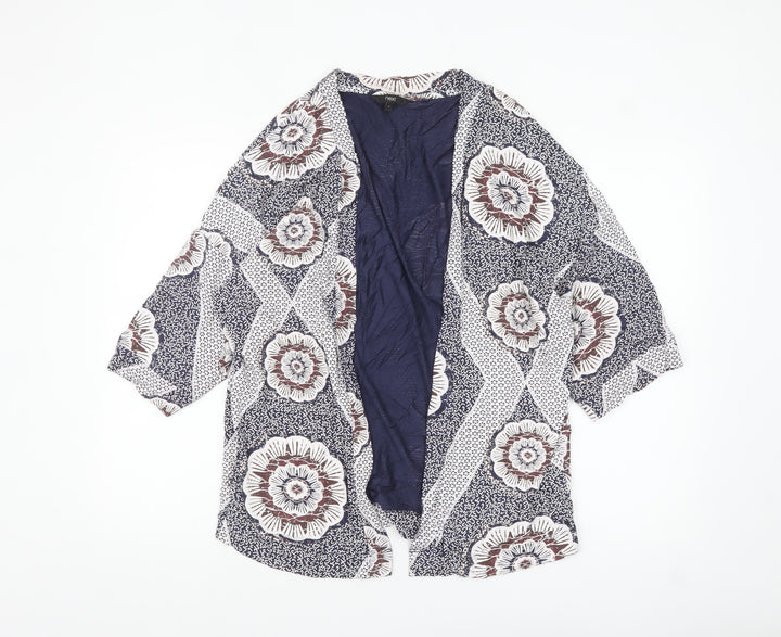 Next Women’s Blue Floral Kimono Jacket Size S Lightweight Boho Style