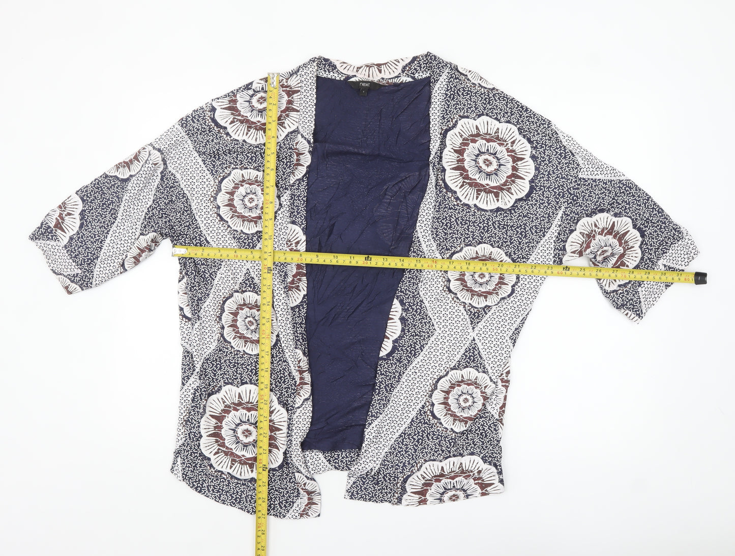 Next Women’s Blue Floral Kimono Jacket Size S Lightweight Boho Style