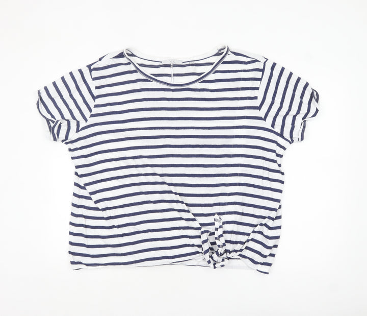 Next Women's Blue White Striped Tie Front T-Shirt Size 18