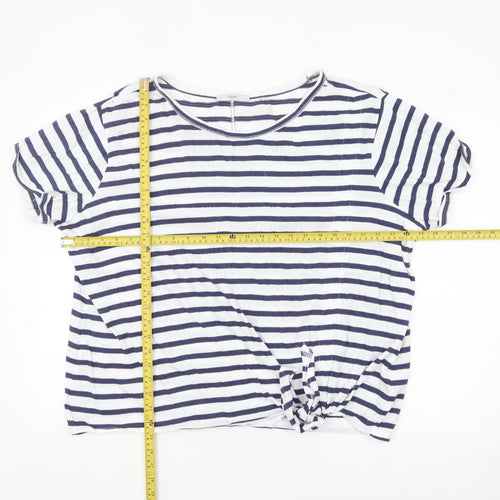 Next Women's Blue White Striped Tie Front T-Shirt Size 18