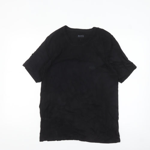 Hugo Boss Men's Black Cotton Crew Neck Regular Fit T-Shirt L