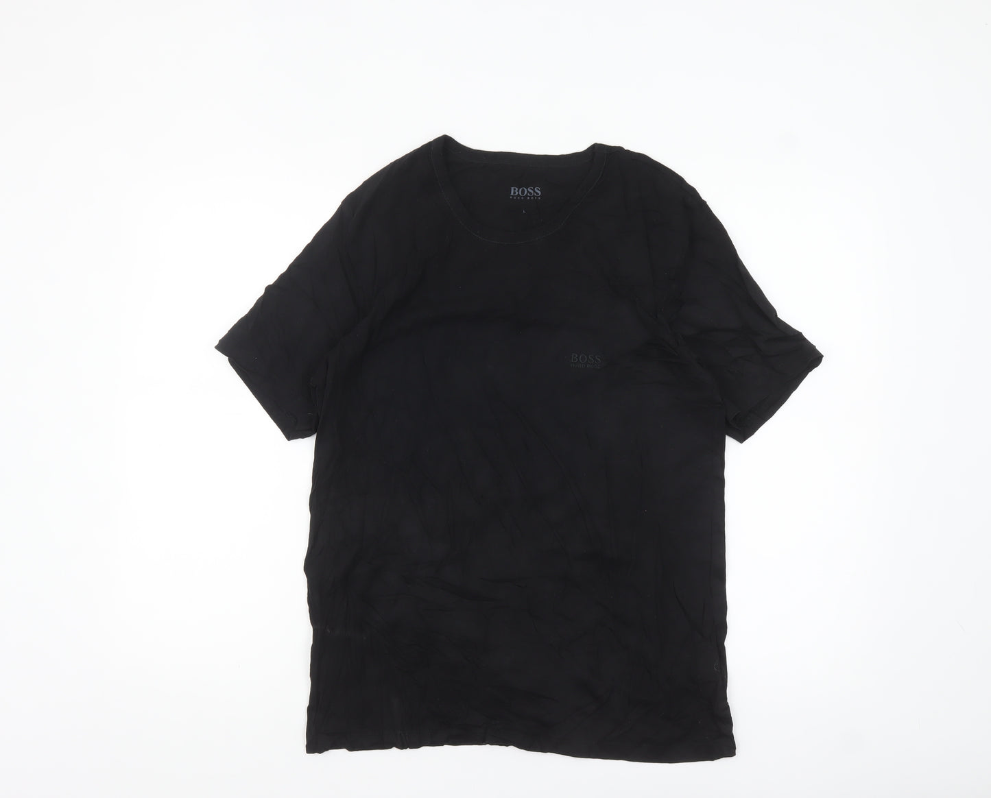 Hugo Boss Men's Black Cotton Crew Neck Regular Fit T-Shirt L