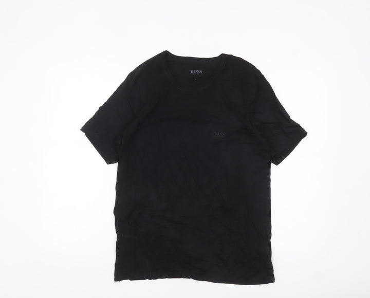 Hugo Boss Men's Black Cotton Crew Neck Regular Fit T-Shirt L