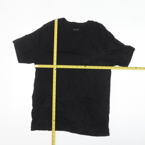 Hugo Boss Men's Black Cotton Crew Neck Regular Fit T-Shirt L