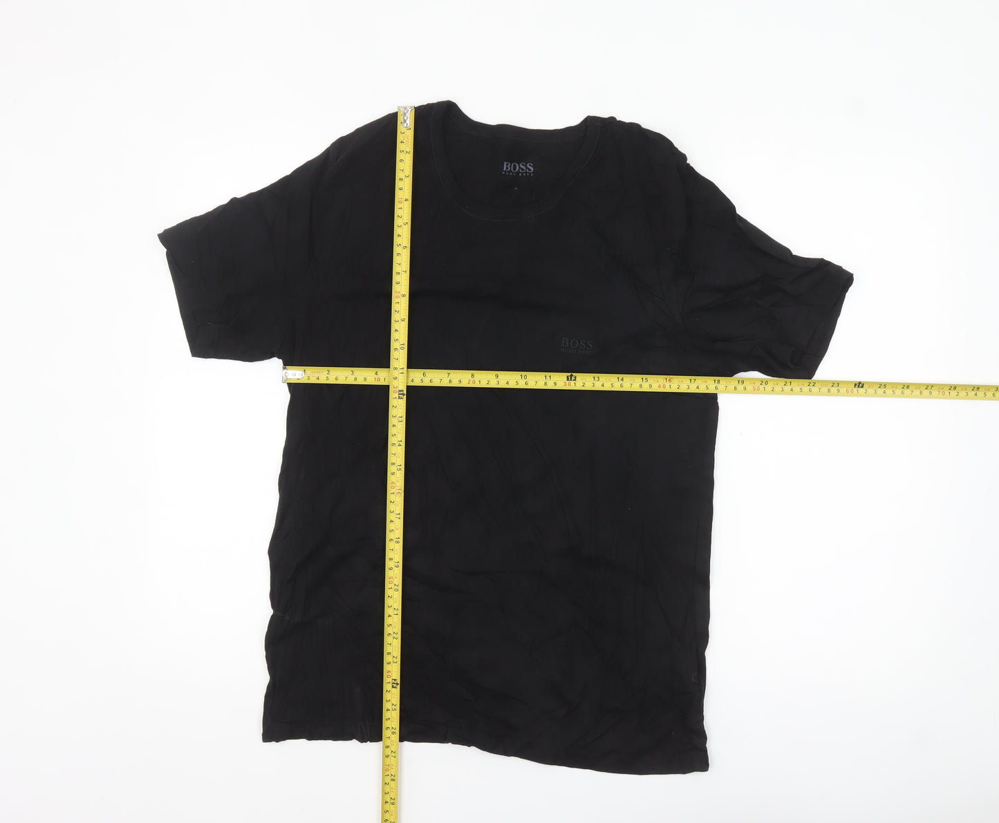 Hugo Boss Men's Black Cotton Crew Neck Regular Fit T-Shirt L