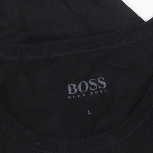 Hugo Boss Men's Black Cotton Crew Neck Regular Fit T-Shirt L