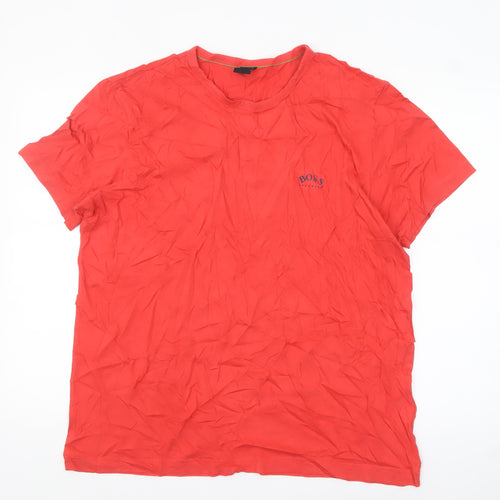 Hugo Boss Men's Red 2XL Crew Neck Cotton T-Shirt