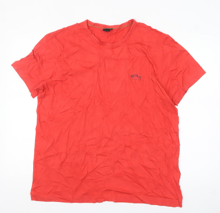 Hugo Boss Men's Red 2XL Crew Neck Cotton T-Shirt