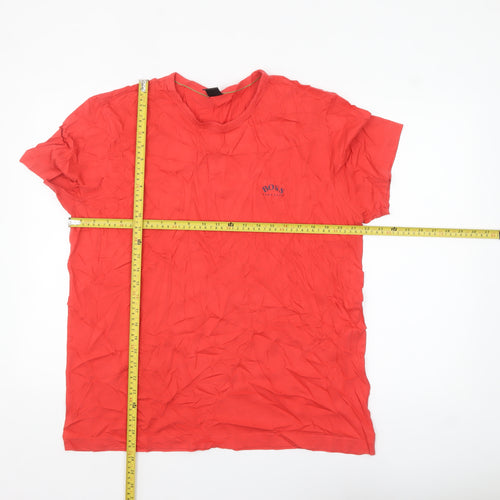 Hugo Boss Men's Red 2XL Crew Neck Cotton T-Shirt