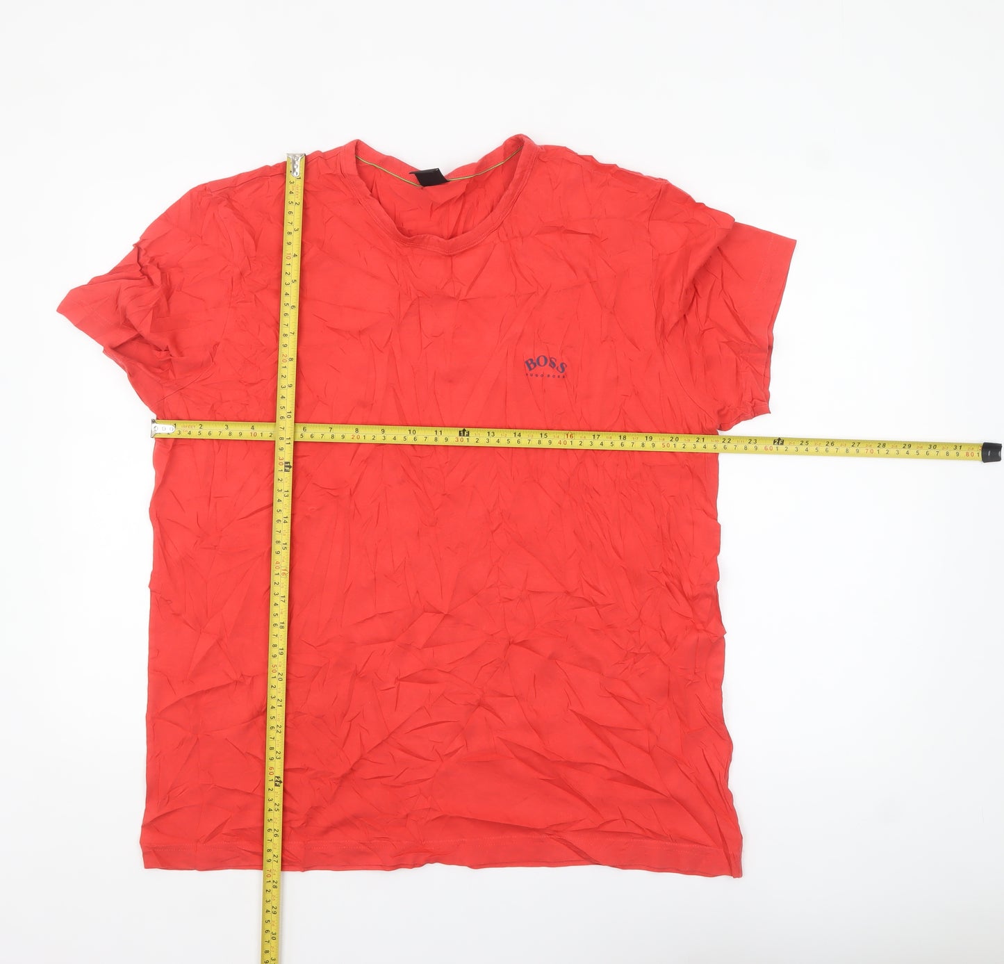 Hugo Boss Men's Red 2XL Crew Neck Cotton T-Shirt