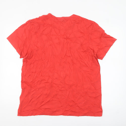 Hugo Boss Men's Red 2XL Crew Neck Cotton T-Shirt