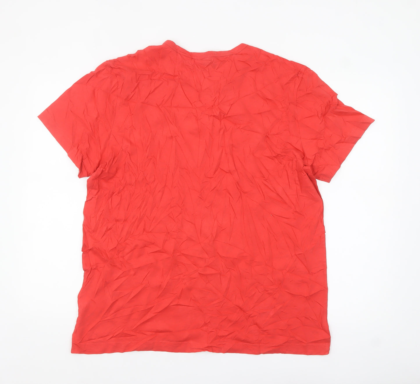 Hugo Boss Men's Red 2XL Crew Neck Cotton T-Shirt