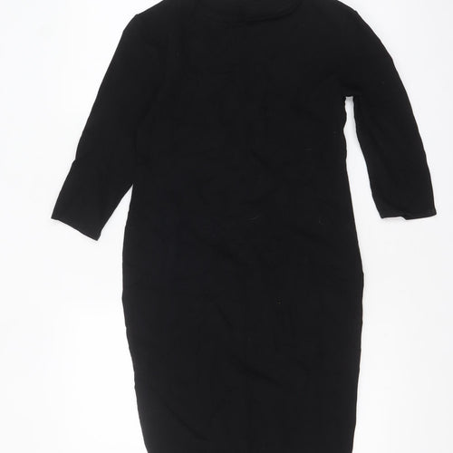 New Look Women’s Black Bodycon Dress Size 12 3/4 Sleeve Knit