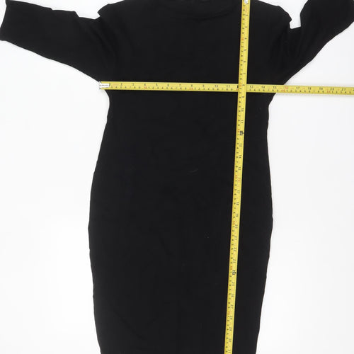 New Look Women’s Black Bodycon Dress Size 12 3/4 Sleeve Knit