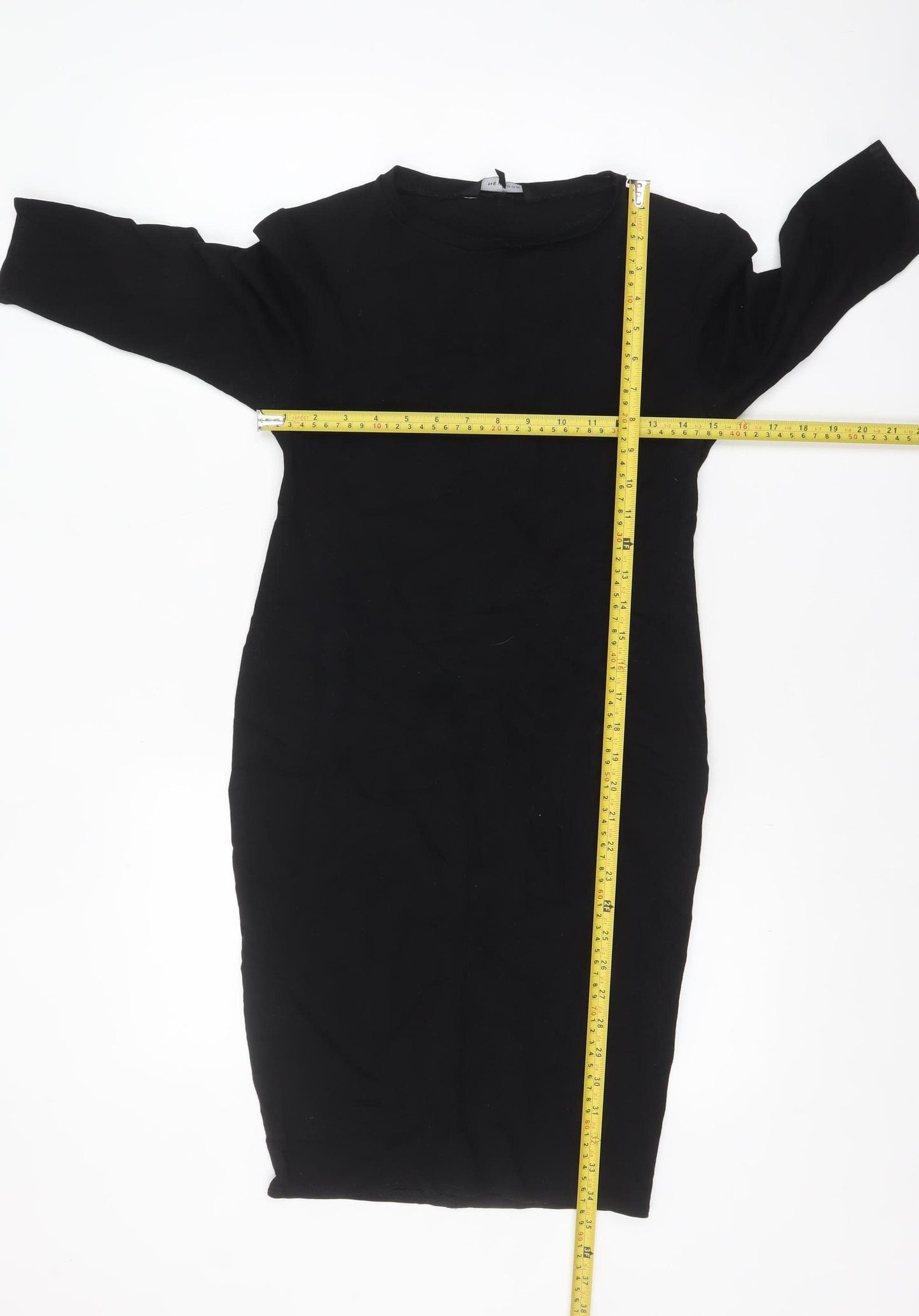 New Look Women’s Black Bodycon Dress Size 12 3/4 Sleeve Knit