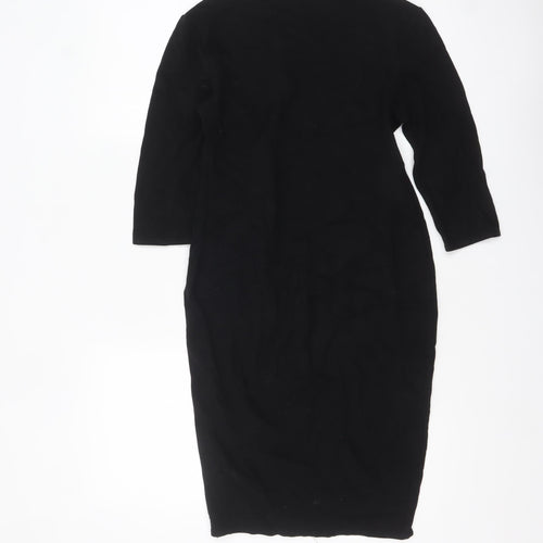 New Look Women’s Black Bodycon Dress Size 12 3/4 Sleeve Knit