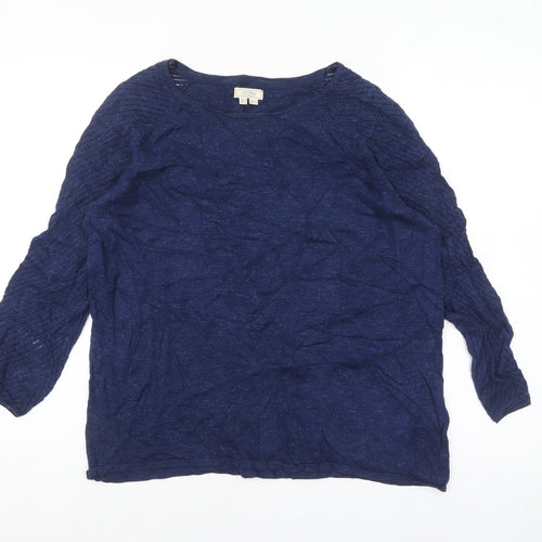 Fat Face Women’s Blue 3/4 Sleeve Cotton Jersey Top UK 10