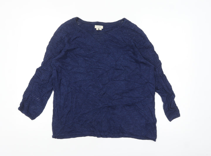 Fat Face Women’s Blue 3/4 Sleeve Cotton Jersey Top UK 10