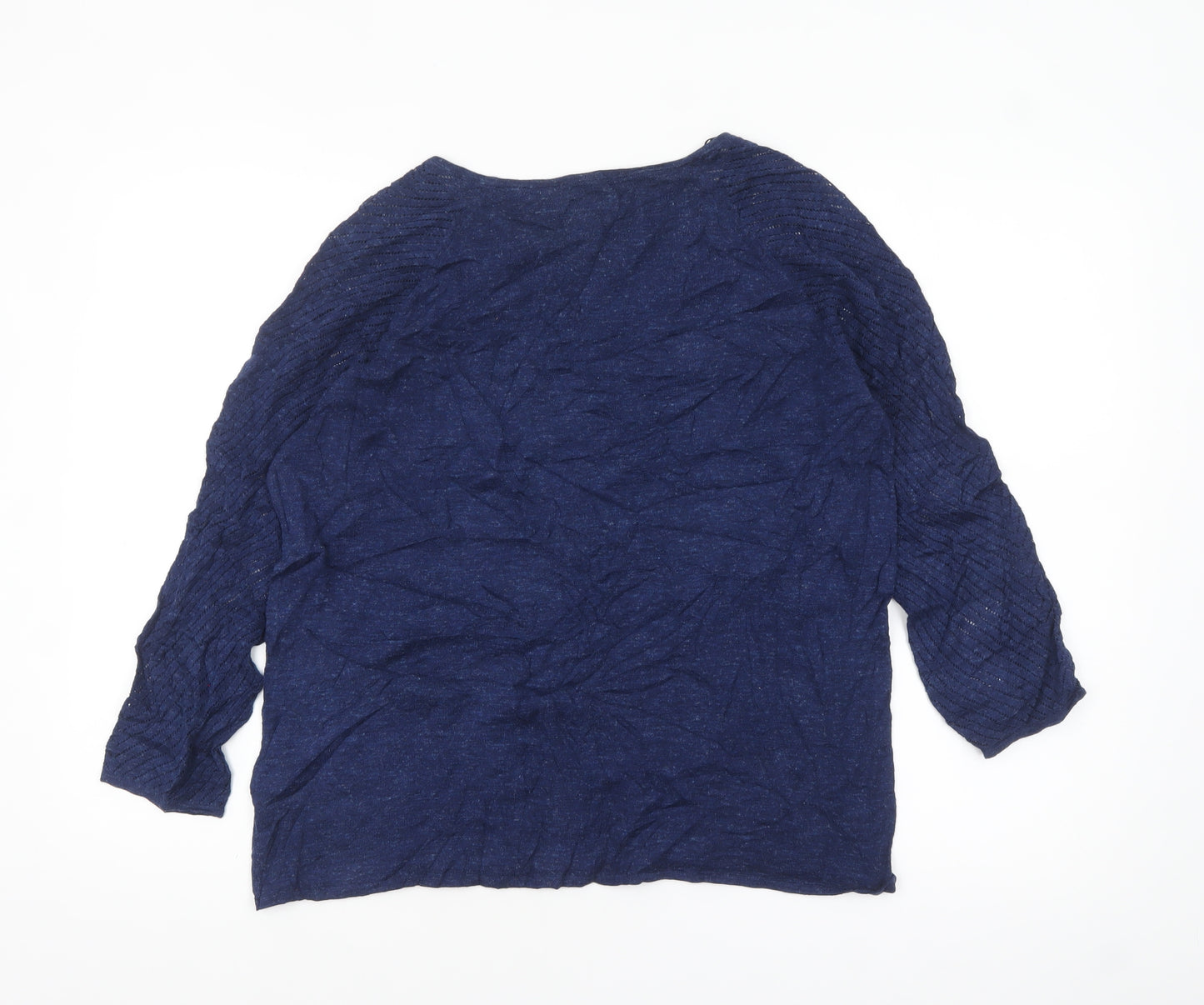 Fat Face Women’s Blue 3/4 Sleeve Cotton Jersey Top UK 10