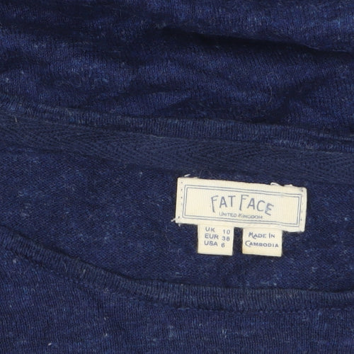Fat Face Women’s Blue 3/4 Sleeve Cotton Jersey Top UK 10