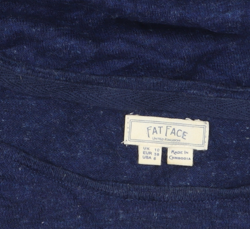 Fat Face Women’s Blue 3/4 Sleeve Cotton Jersey Top UK 10
