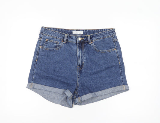 Primark Women Blue Denim Boyfriend Shorts Size 14 High Waist