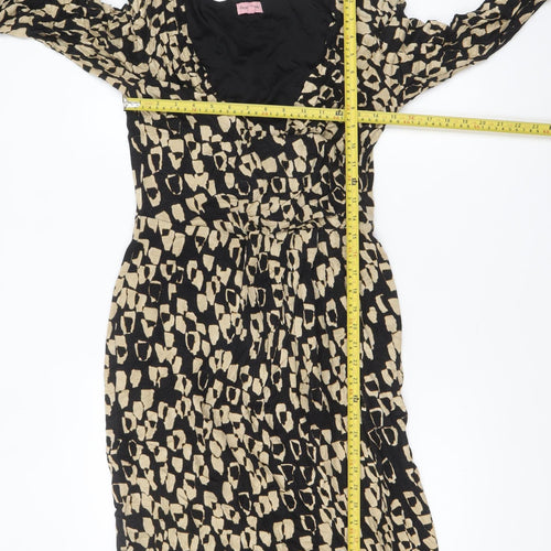 Phase Eight Women Black Animal Print Wrap Dress Size 12
