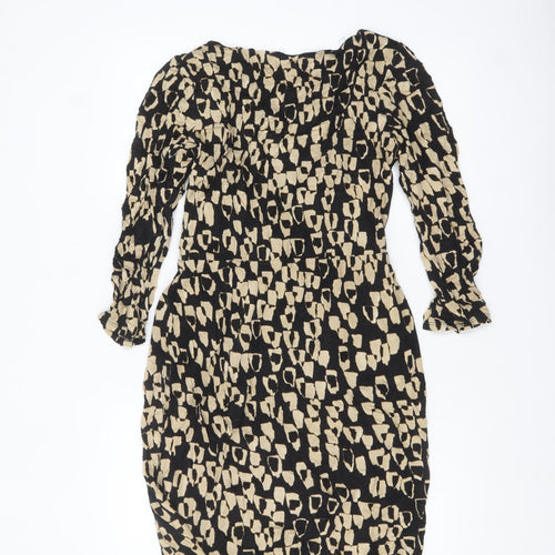 Phase Eight Women Black Animal Print Wrap Dress Size 12