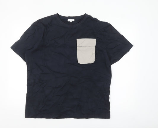 ARNE Men's Blue 2XL Crew Neck Pocket Cotton T-Shirt