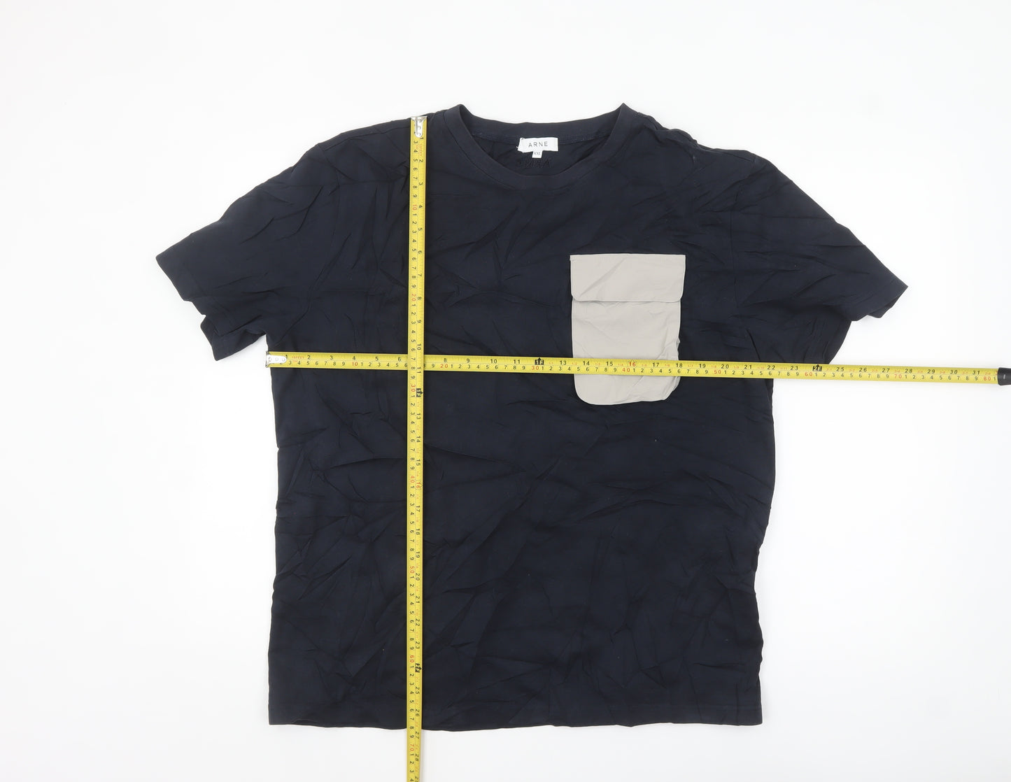 ARNE Men's Blue 2XL Crew Neck Pocket Cotton T-Shirt