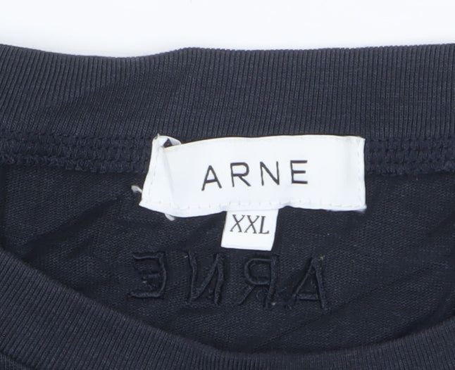 ARNE Men's Blue 2XL Crew Neck Pocket Cotton T-Shirt